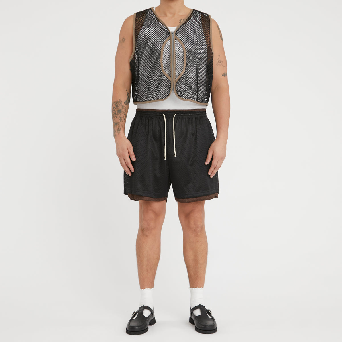 Reversible Ball Short - Black & Brown Mesh