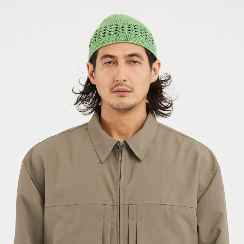 Knit Skull Cap - Emerald Green Cotton