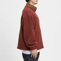 Half Zip Fleece - Brown/Magenta Wool Pile w/ Dec. Trim