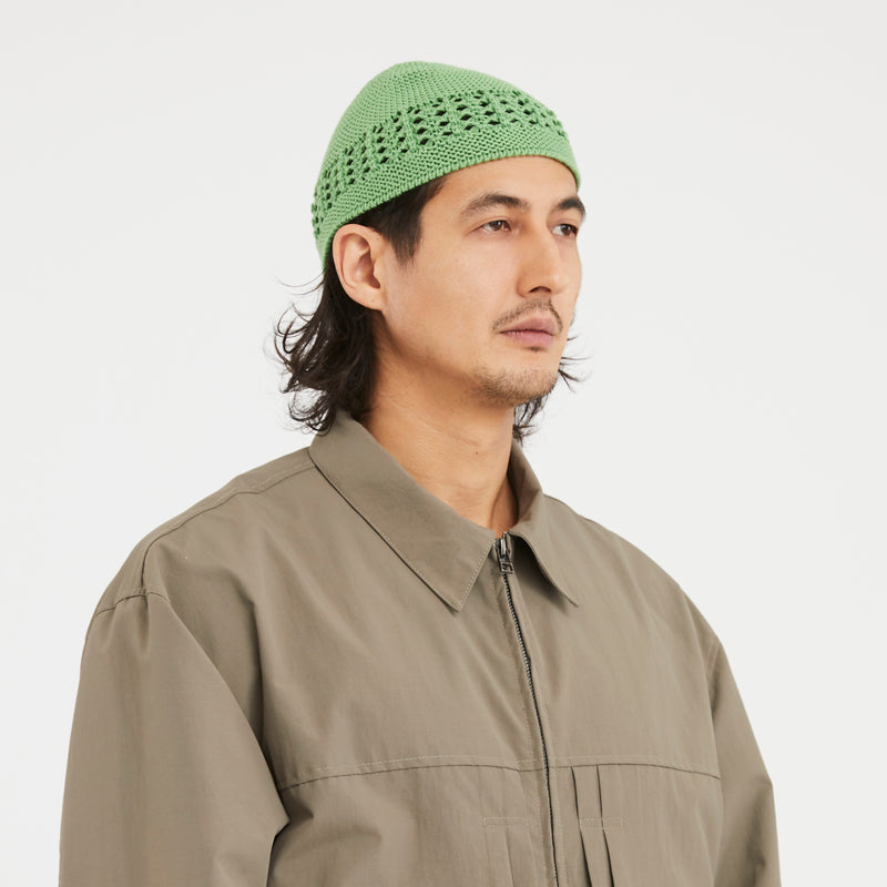 Knit Skull Cap - Emerald Green Cotton