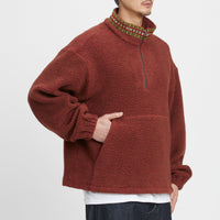Half Zip Fleece - Brown/Magenta Wool Pile w/ Dec. Trim