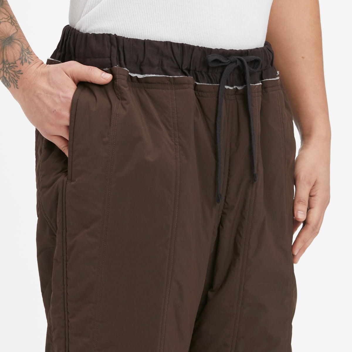 Nest Pant - Brown Quilted Recycled Nylon WR