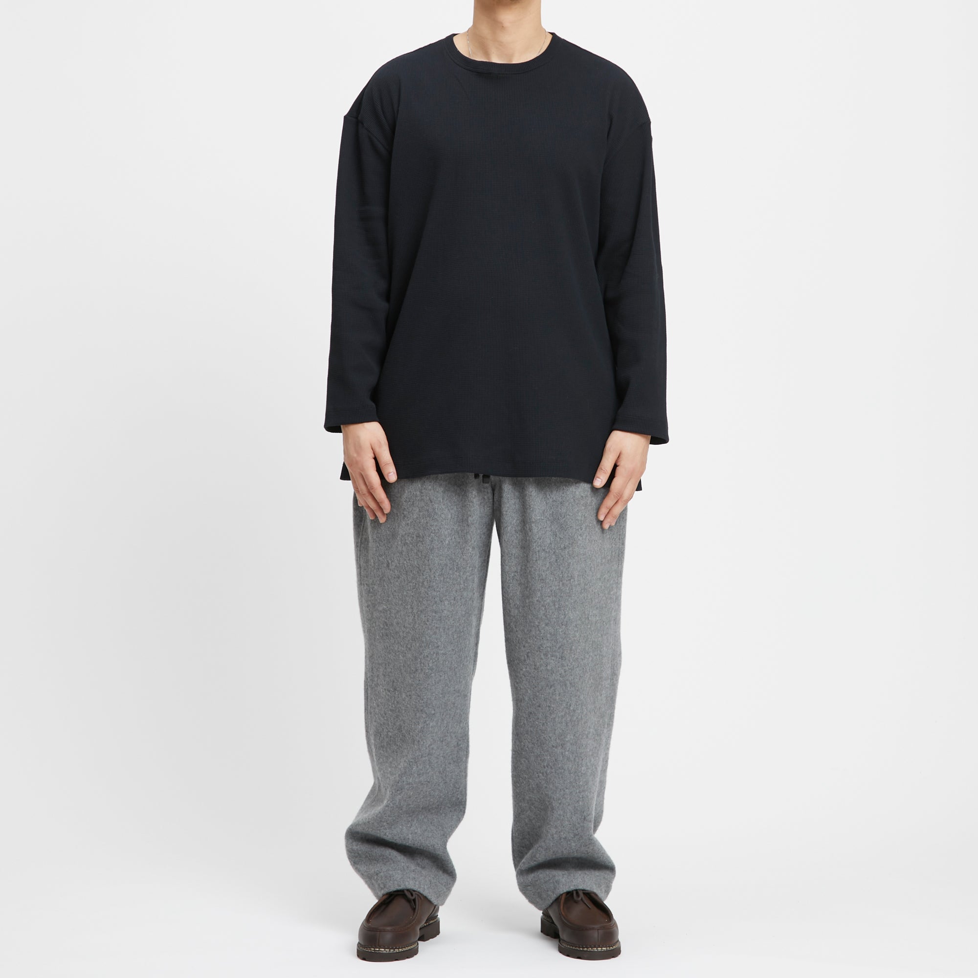 Waffle Thermal Long Sleeve T-Shirt - Black Cotton – s.k. manor hill
