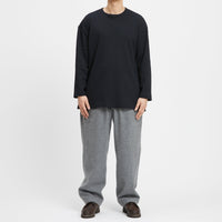Waffle Thermal Long Sleeve T-Shirt - Black Cotton