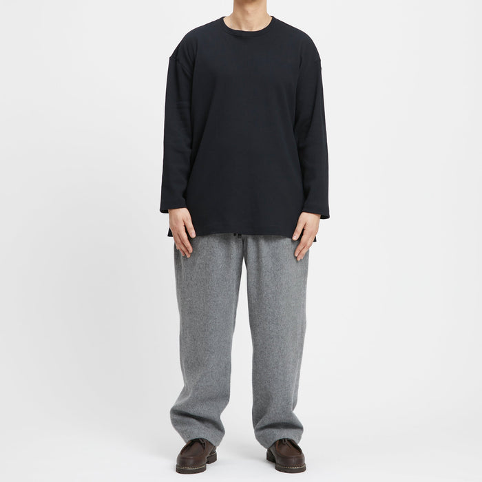 Waffle Thermal Long Sleeve T-Shirt - Black Cotton