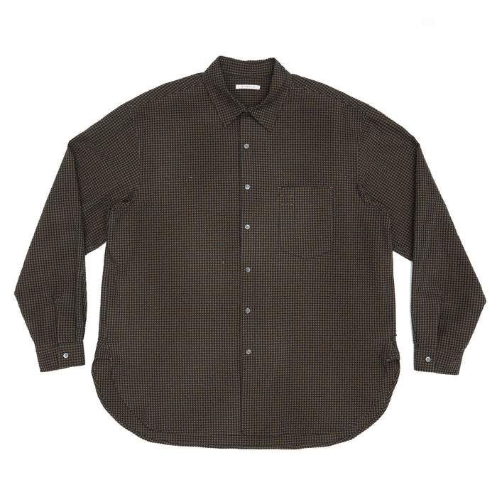 Scribe Shirt - Navy/Tan/Green Dobby Plaid Organic Cotton