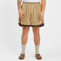 Reversible Ball Short - Tan & Brown Mesh