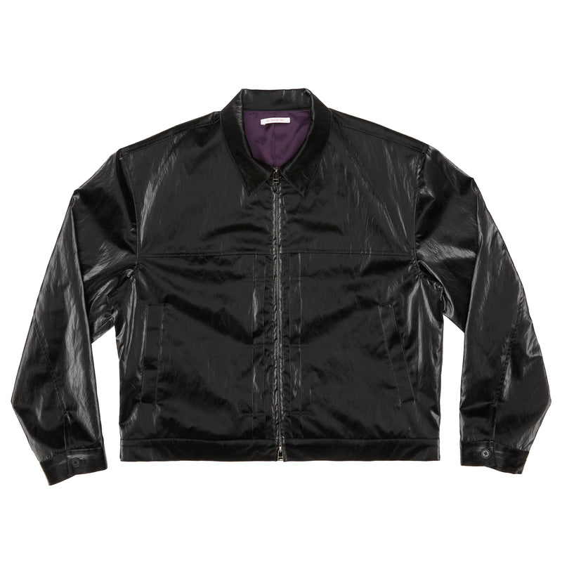 Century Jacket - Black Rubberized Viscose/Cotton