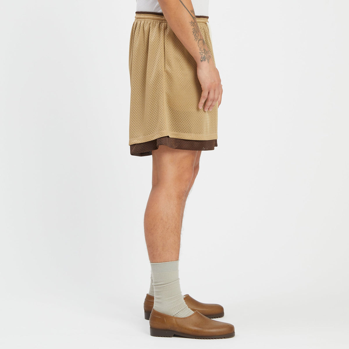 Reversible Ball Short - Tan & Brown Mesh