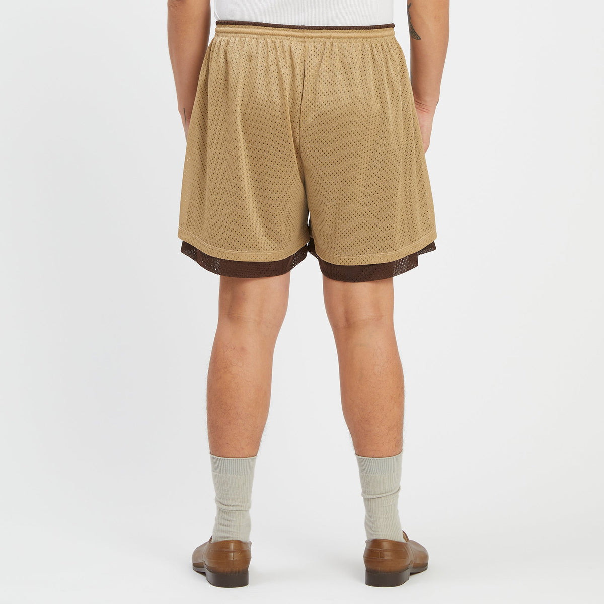 Reversible Ball Short - Tan & Brown Mesh
