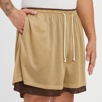 Reversible Ball Short - Tan & Brown Mesh