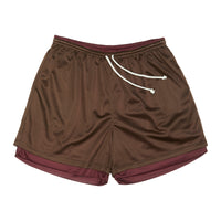 Reversible Ball Short - Brown & Burgundy Mesh