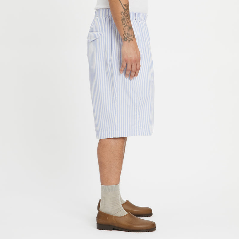 Solar Short - Light Blue & Burgundy Striped Cotton