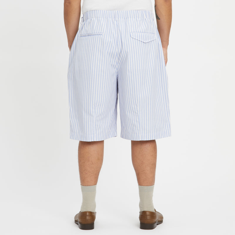 Solar Short - Light Blue & Burgundy Striped Cotton