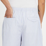 Solar Short - Light Blue & Burgundy Striped Cotton