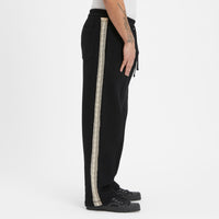 Saunter Pant - Black Cotton Fleece w/ Natural Trim