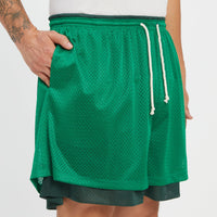 Reversible Ball Short - Kelly & Forest Green Mesh