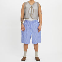 Solar Short - Blue w/ White Stripes Cotton