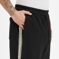 Saunter Pant - Black Cotton Fleece w/ Natural Trim