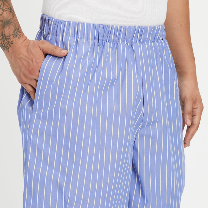 Solar Short - Blue w/ White Stripes Cotton