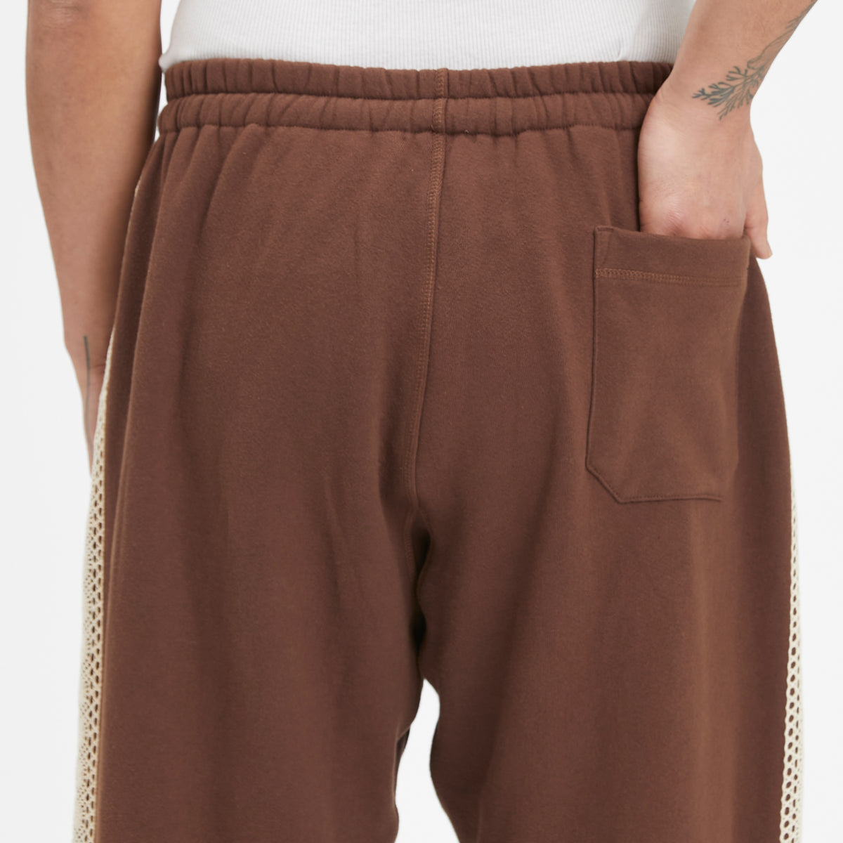 Saunter Pant - Brown Cotton Fleece w/ Natural Trim