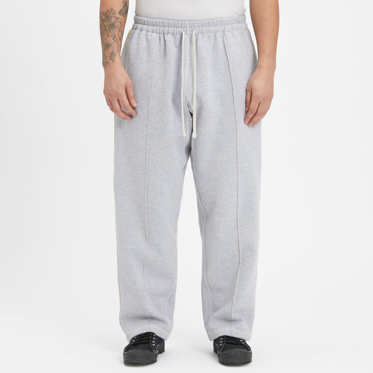 Saunter Pant - Heather Grey Cotton Fleece w/ Natural Trim