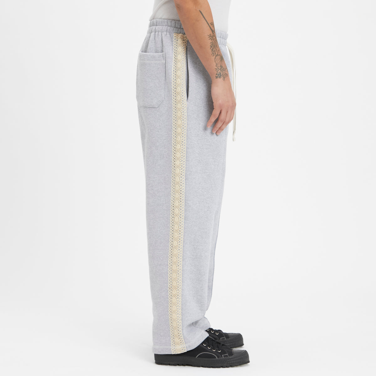 Saunter Pant - Heather Grey Cotton Fleece w/ Natural Trim