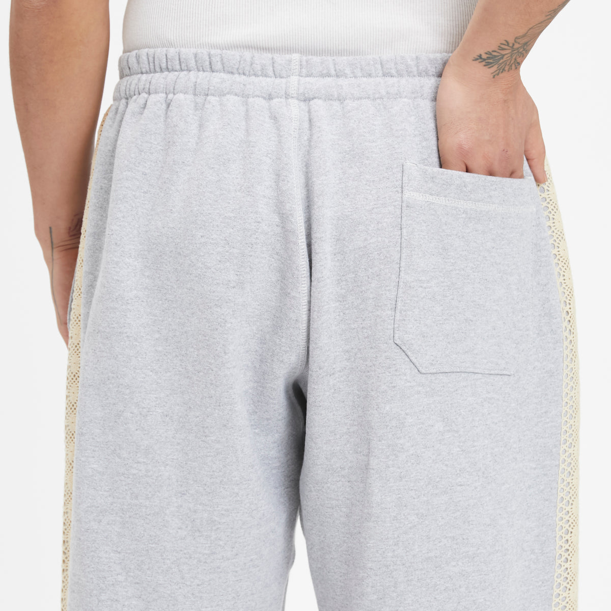 Saunter Pant - Heather Grey Cotton Fleece w/ Natural Trim