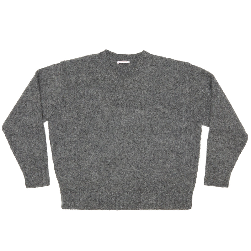 Hairy V-neck - Grey Suri Alpaca