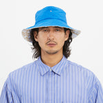 Reversible Bucket Hat - Royal Blue Recycled Nylon WR & White & Natural Embroidered Cotton