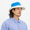 Reversible Bucket Hat - Royal Blue Recycled Nylon WR & White & Natural Embroidered Cotton