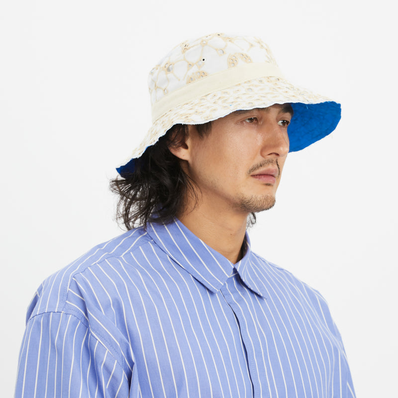 Reversible Bucket Hat Royal Blue Recycled Nylon WR White Natural s.k. manor hill