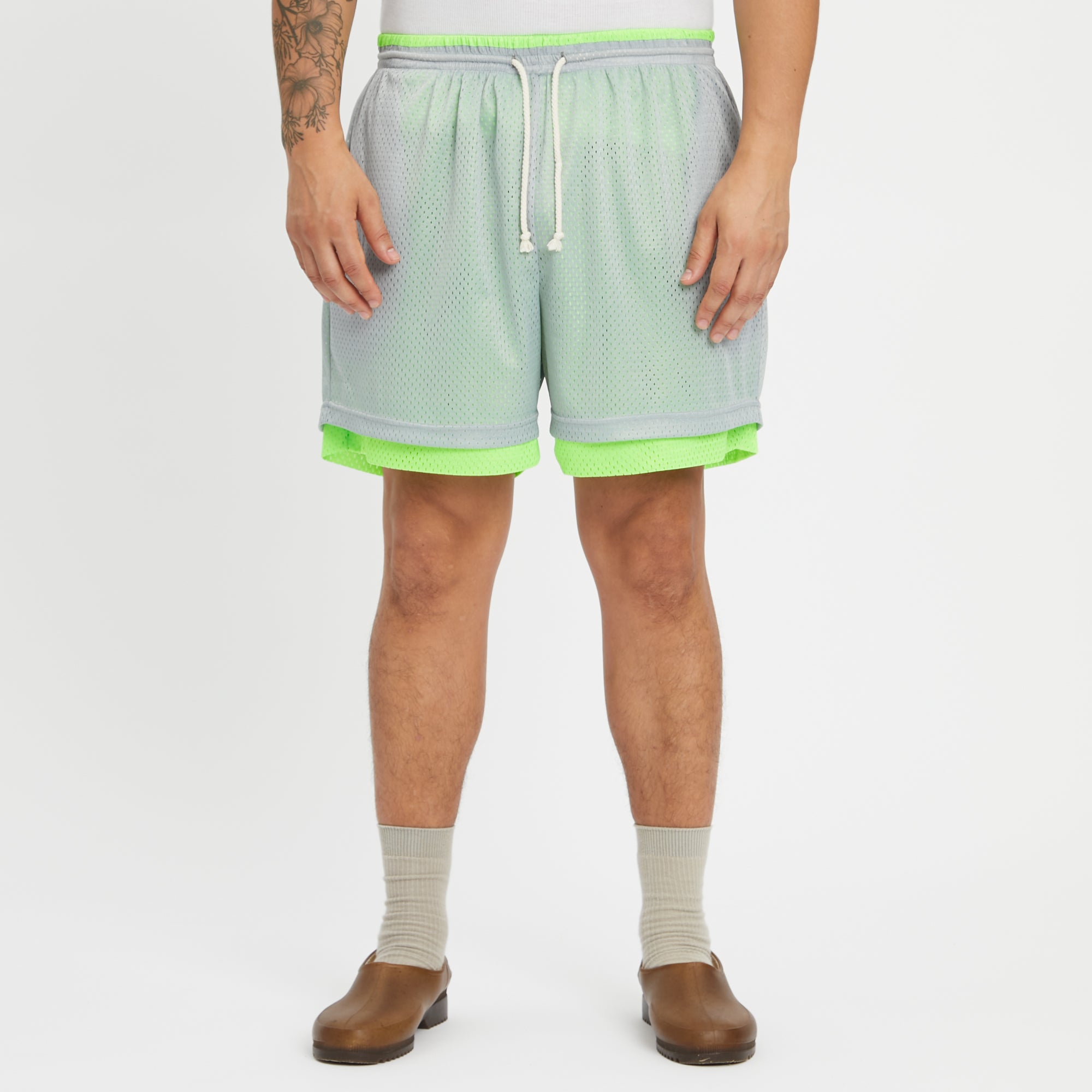 Reversible Ball Short - Grey & Neon Green Mesh – s.k. manor hill