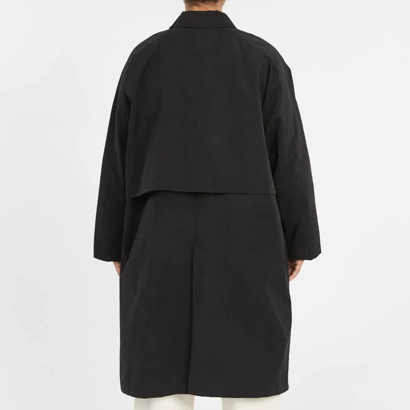 Mountain Trench Coat - Black Waxed Cotton/Nylon WR