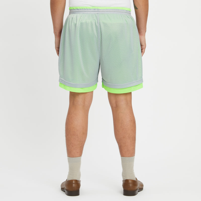 Reversible Ball Short - Grey & Neon Green Mesh