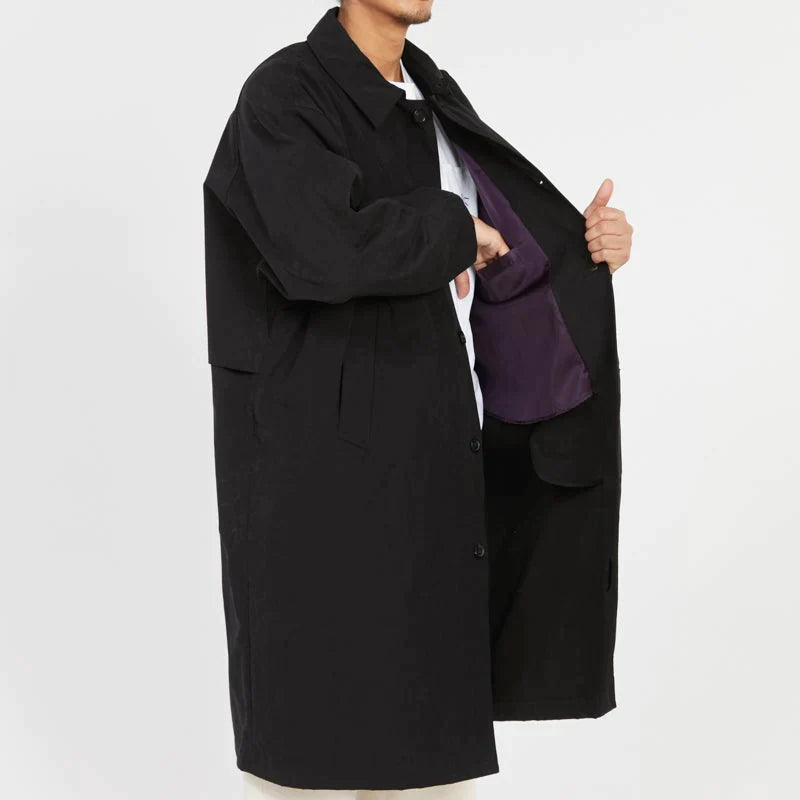 Mountain Trench Coat - Black Waxed Cotton/Nylon WR – s.k. manor hill