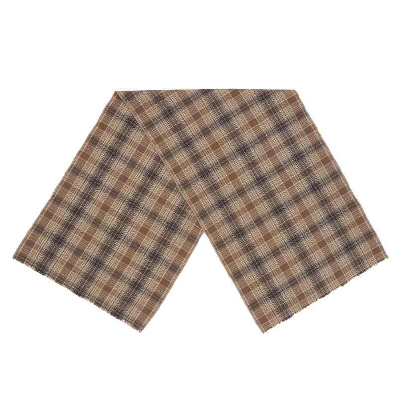 Short Scarf – Brown Plaid Flannel Cotton