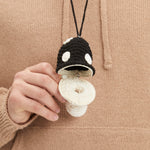 Medium Mushroom Keychain/Necklace – Black Cotton