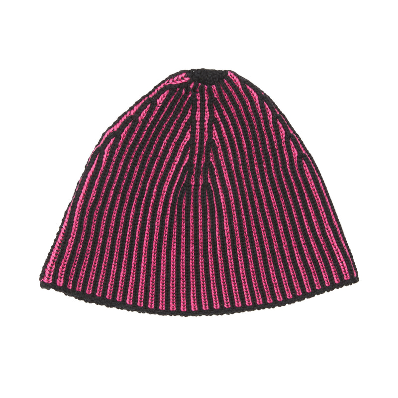 Reversible Knit Skully - Black & Pink Cotton