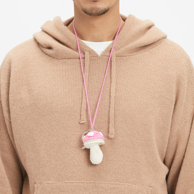 Small Mushroom Keychain/Necklace – Pink Cotton