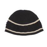 Knit Skull Cap - Black w/ Tan Stripes Cotton