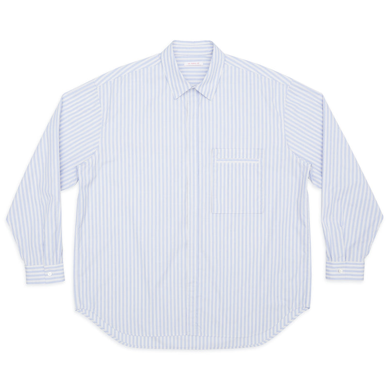 Overturn Shirt - Light Blue & Burgundy Striped Cotton