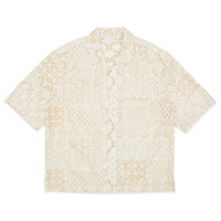 Aloha Shirt - White & Natural Embroidered Cotton