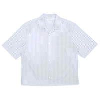 Aloha Shirt - Light Blue & Burgundy Striped Cotton
