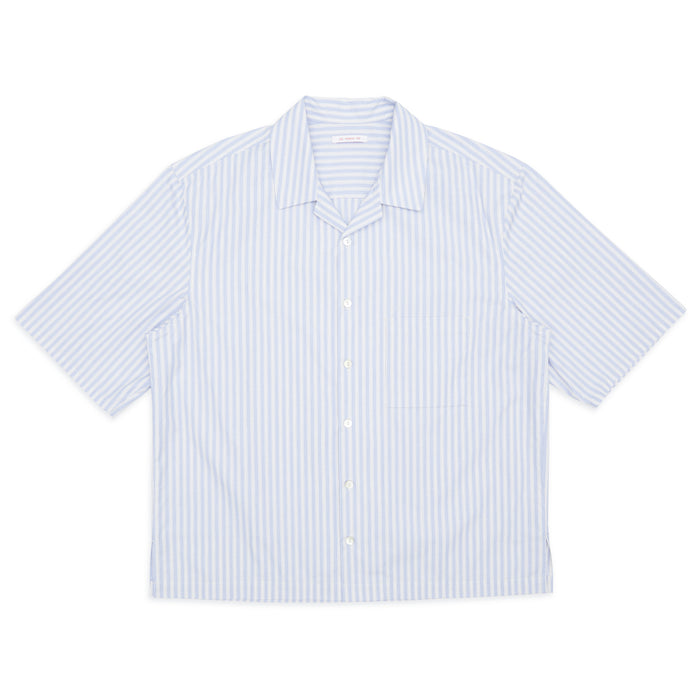 Aloha Shirt - Light Blue & Burgundy Striped Cotton
