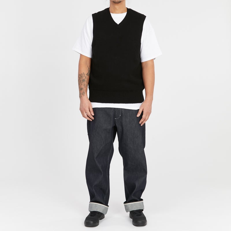 Sweater Vest - Black Cotton