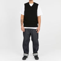 Sweater Vest - Black Cotton