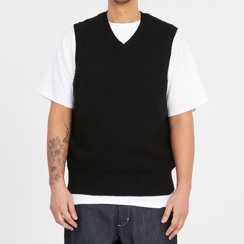 Sweater Vest - Black Cotton