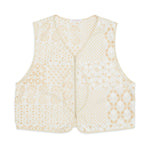 Trapper Vest - White & Natural Embroidered Cotton