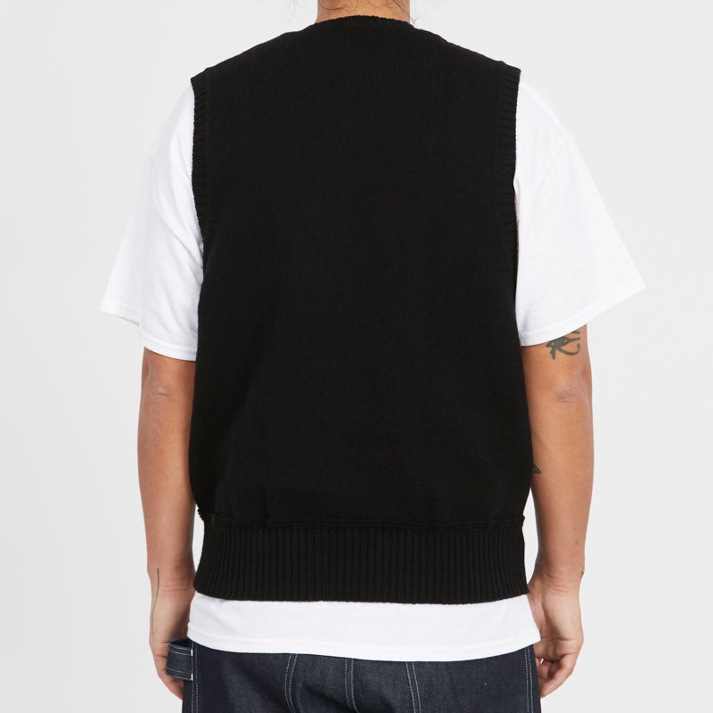 Sweater Vest - Black Cotton